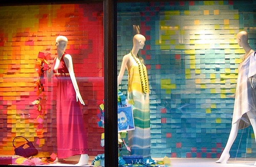 Window display using post-it notes