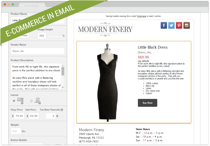 SnapRetail Product Widget in Emails