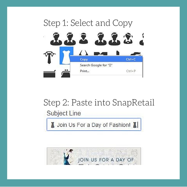 Placing an emoji into your SnapRetail email subject line