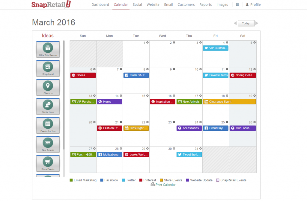 SnapRetail Calendar Planning 