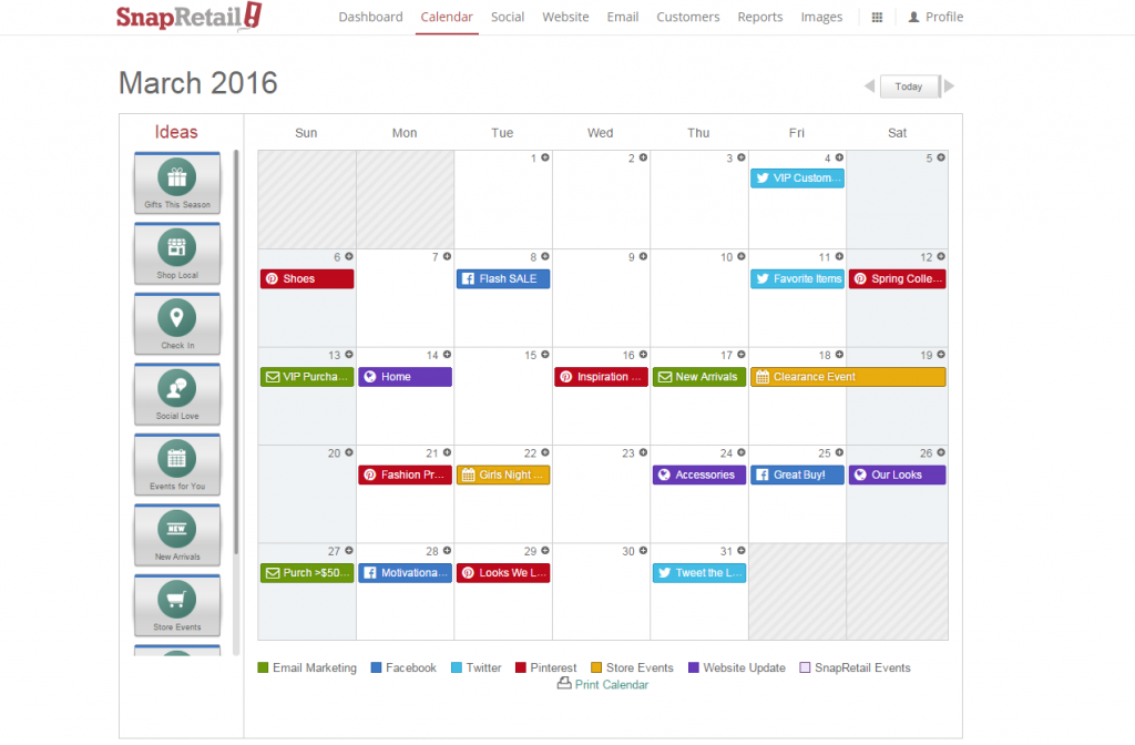 SnapRetail Calendar Planning
