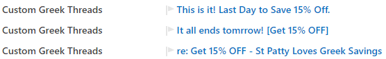 Custom Greek Threads Example Subject Lines