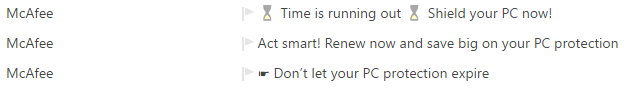 McAfee Subject Lines