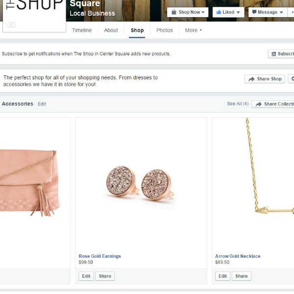 Add collections to help your customers browse your Facebook Store