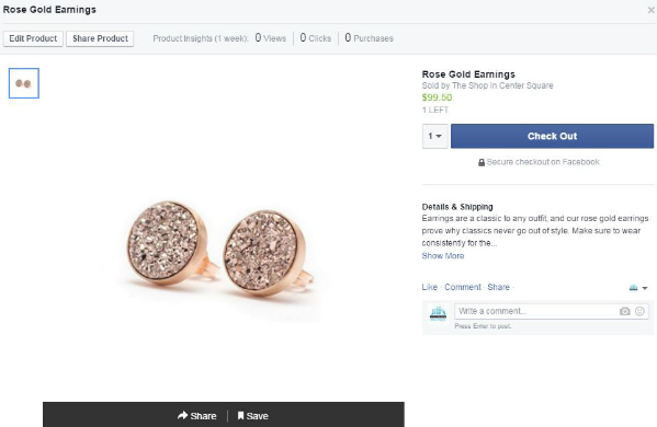 Enter all of your product information for your Facebook store