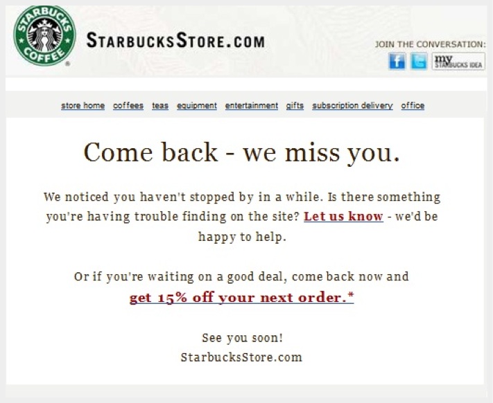 Starbucks reengages email marketing customers