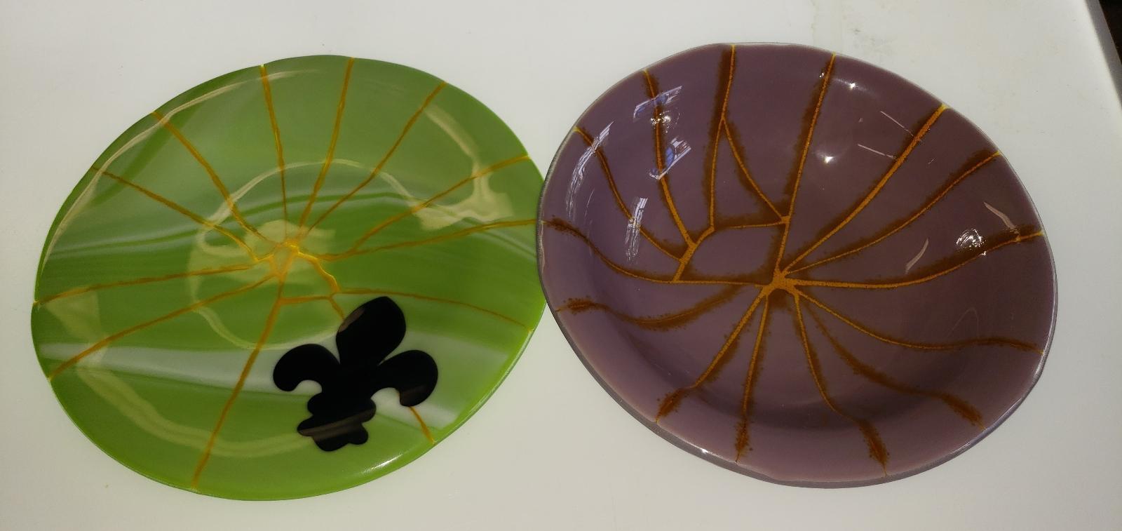 Two &quot;Unbroken&quot; Fused Plates or Bowls