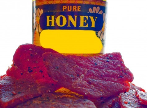 <span style="color:#990000"><strong><span style="font-size:12px">Honey Glazed Beef Steak Jerky</span></strong></span>