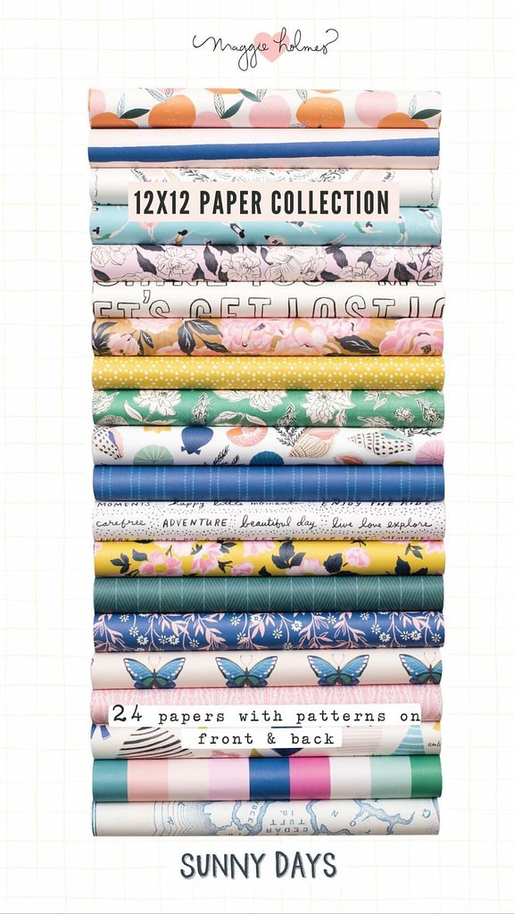 Crate Paper Sunny Days Patterned Cardstock Bundle (13 pcs)