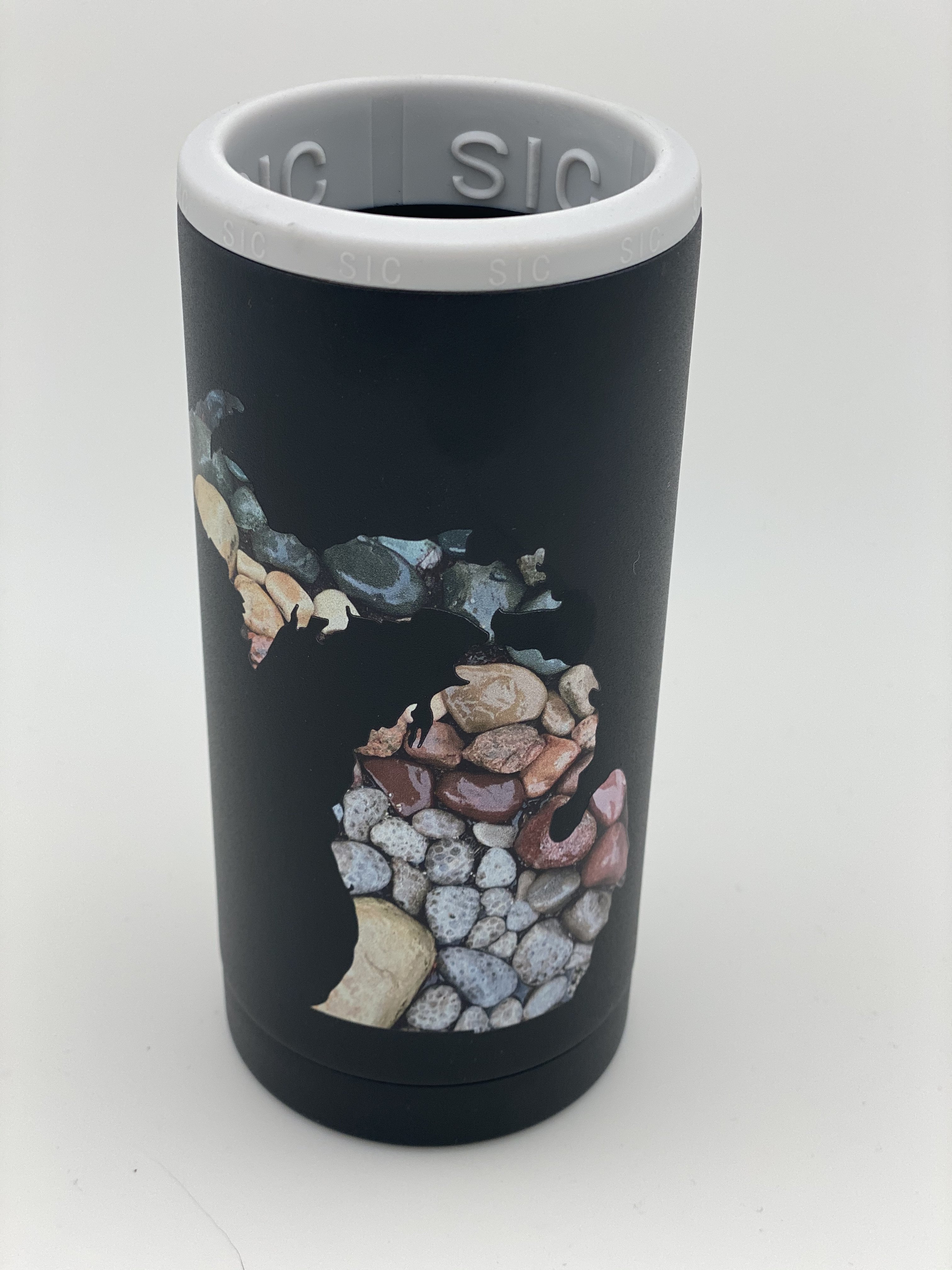 Black Michigan Stones Slim Can Double Insulated Koozie