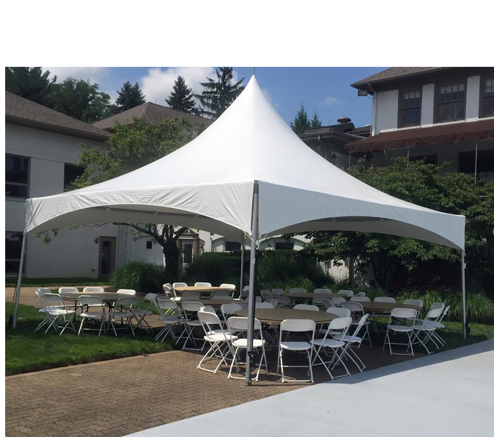 20'x30' Frame Tent Rental Package with 12 Banquet Tables & 75 Chairs
