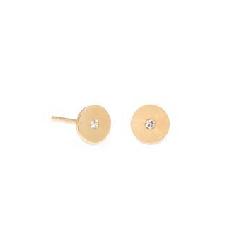 14K SINGLE DIAMOND MEDIUM ROUND DISC STUDS
