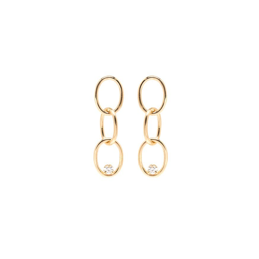 14K PRONG SET DIAMOND CHAIN LINK EARRINGS