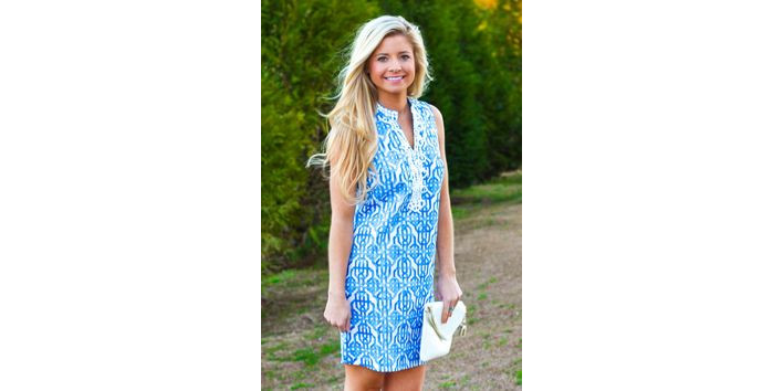Blue and White Crochet Kate Dress