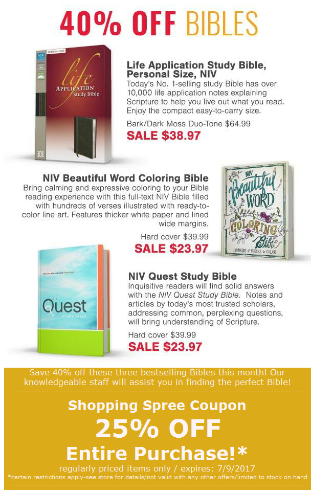 The Vineyard 40 OFF Bibles Bonus 25 OFF Shopping Spree Coupon!