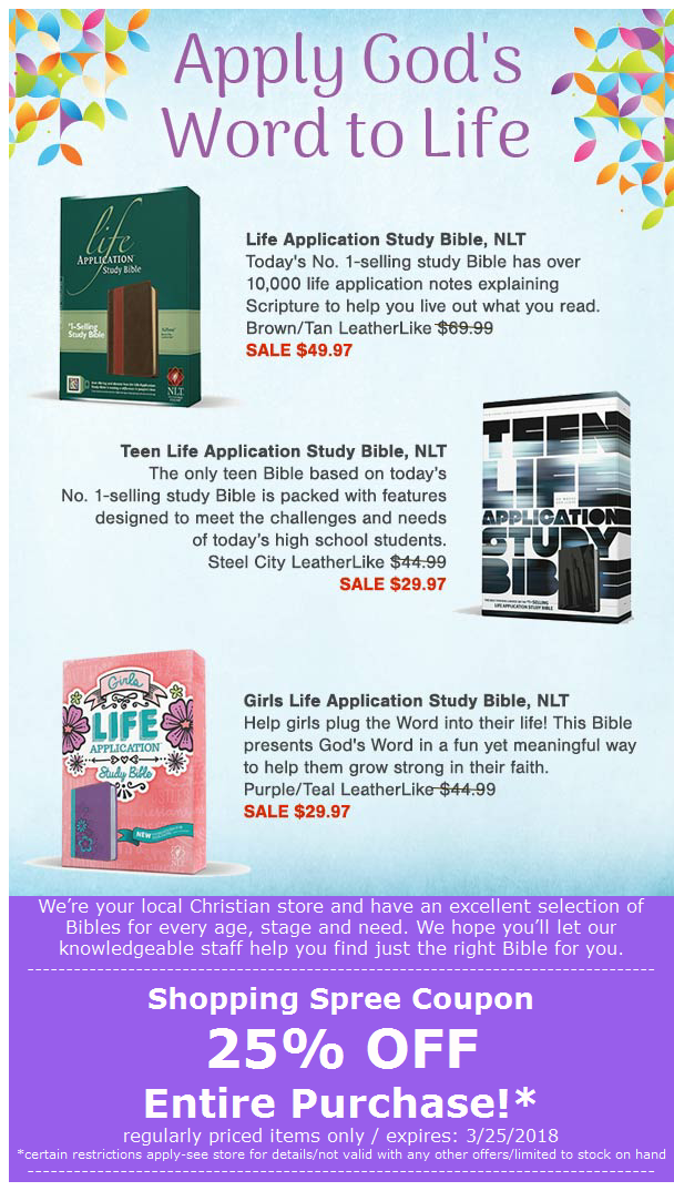 The Vineyard Apply God's Word to Life Bonus 25 OFF Shopping Spree